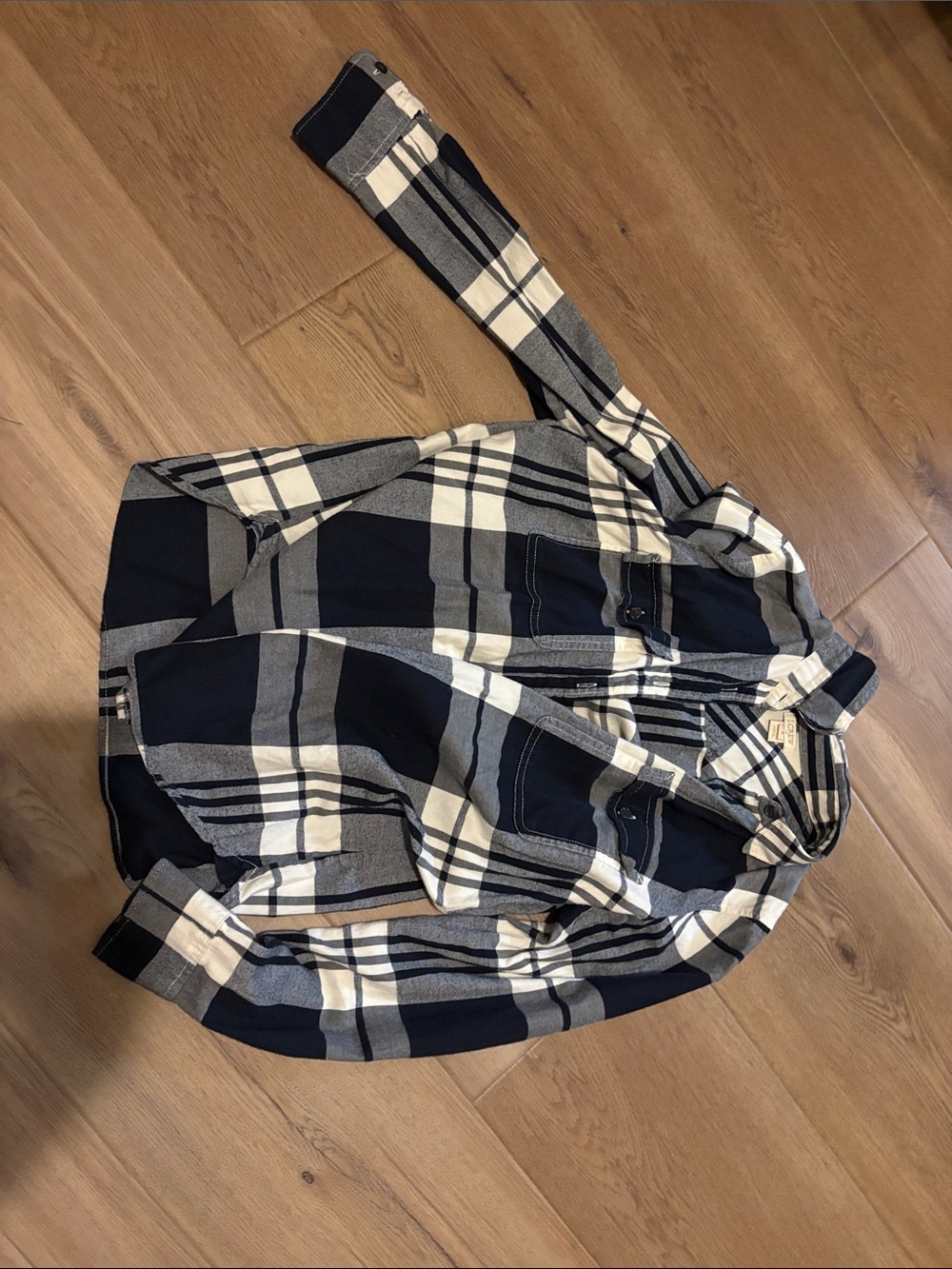 J. Crew Navy, White & Gray Plaid Button-Down Shirt